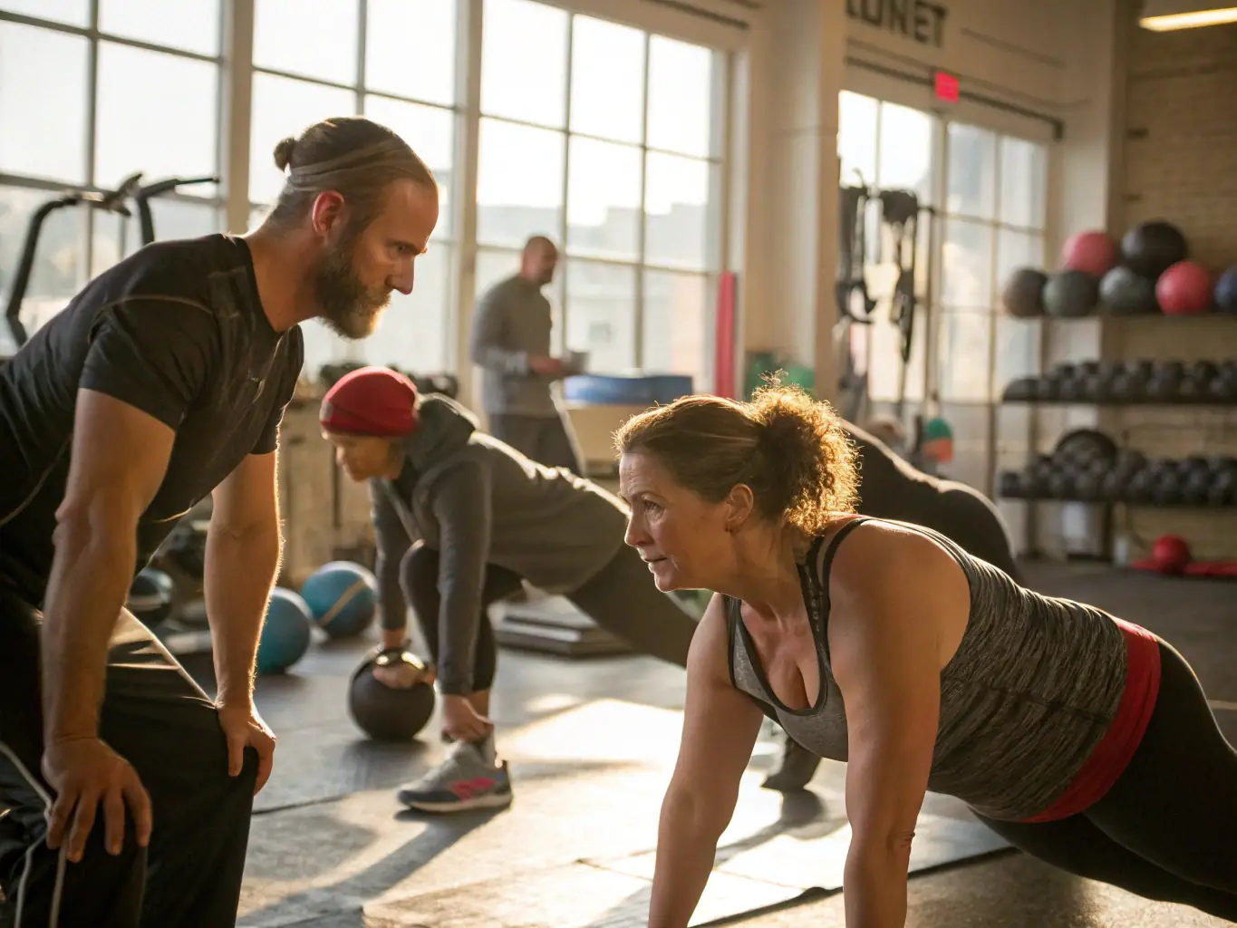 An energetic image of adults participating in a Zumba class, highlighting the fun and fitness aspects, with a modern gym setting in the background.